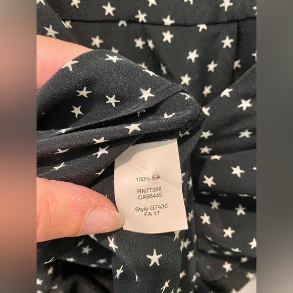 MADEWELL | Silk Star Print Blouse Black White | Size Small - Picture 8 of 9